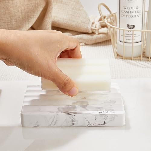 Quick Dry Diatomite Soap Dish, Water Absorbing Stone Soap Holder for Bathroom Sink, Non Slip Soap Tray for Shower or Kitchen