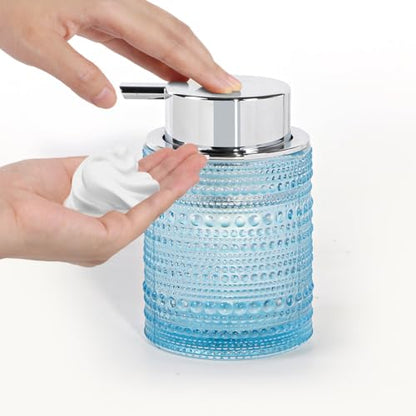 Blue Bathroom Accessory Sets, Glass Toothbrush Holder and Soap Dispenser for Bathrooms, Foaming Hand Soap Dispenser, Toothbrush and Toothpaste Cup Holder, Soap and Toothbrush Holder Set - color: Blue
