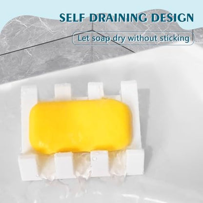 Soap Dish Holder for Shower with Suction Cup, Silicone Soap Holder & Saver Self-Draining Bar Soap Dish Keeps Soap Dry for Bathroom, Kitchen, Bathtub, Extends Soap Life (White-1Pack) - color: White - 1 Pack