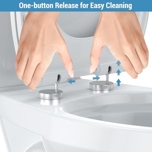 Elongated Soft Close Long Toilet Seat with Magnetic Non-Slip Hinge, Quick-Release Function, American Standard Fit, White - color: white-02, size: Elongated