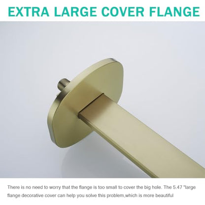 16 Inch Shower Arm with Flange,Stainless Steel Extension Extender Pipe for Fixed Rain Shower Head,Brushed Gold Extra Long High Rise Shower Head Extension Arm,SE-91119-16BG - color: Brushed Gold(91119)