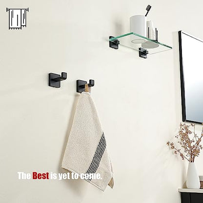 JQK Bathroom Towel Hook Black, Coat Robe Clothes Bath Wall Hooks for Kitchen Garage SUS 304 Stainless Steel Thick 0.8mm, 2 Pack Matte Black, TH250-PB-P2 - color: Matte Black