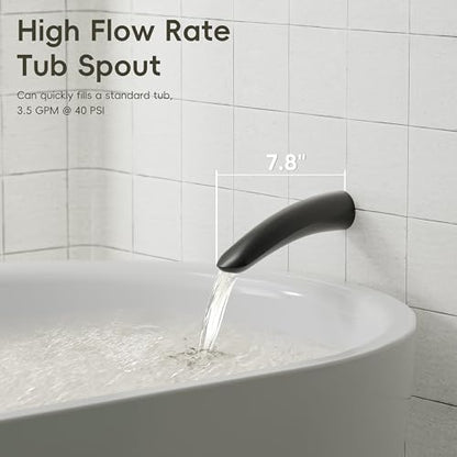 Gabrylly Shower System with Tub Spout, Black Bathtub Shower Faucet Set with 3-Way Pressure Balance Valve Kit, 10" Rain Head with Handheld Spray, Matte Black - color: Matte Black, style: 10 Inches-With Tub Spout