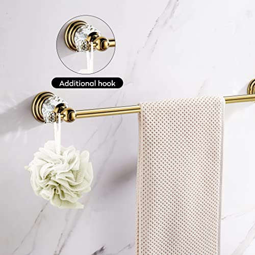 WINCASE Gold Towel Bar, Adjustable Crystal Towel Holder, Golden Finished Bathroom Single Towel Racks Rail Wall Mounted - color: Gold a Towel Bar