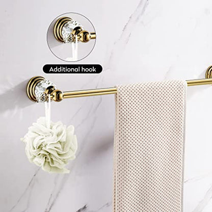 WINCASE Gold Towel Bar, Adjustable Crystal Towel Holder, Golden Finished Bathroom Single Towel Racks Rail Wall Mounted - color: Gold a Towel Bar