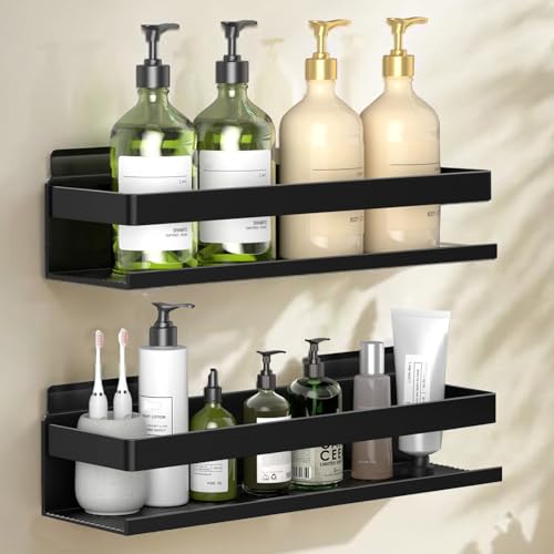 Aluminum Shower Caddy 2-Layers (11.8in) No Drill Shower Shelves | Bathroom Shower Shelf Rust-proof , No Drilling Required, Suitable for Bathroom Storage and Home Decoration - size: 2-Piece Set (11.8in, 2 Layers)