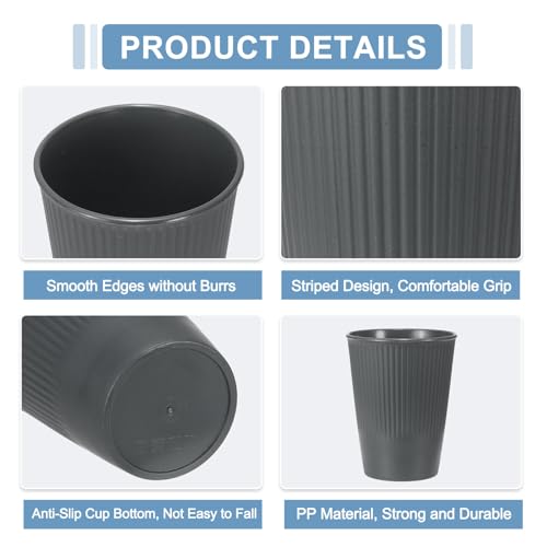 uxcell 4 Pcs Simple Toothbrush Cup, 3.3 x 3.3 x 4.2 Dishwasher Safe Bathroom Tumbler Reusable Plastic Cup Set for Storing Toothpaste Combs, Gray - color: Gray