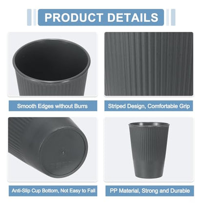 uxcell 4 Pcs Simple Toothbrush Cup, 3.3 x 3.3 x 4.2 Dishwasher Safe Bathroom Tumbler Reusable Plastic Cup Set for Storing Toothpaste Combs, Gray - color: Gray