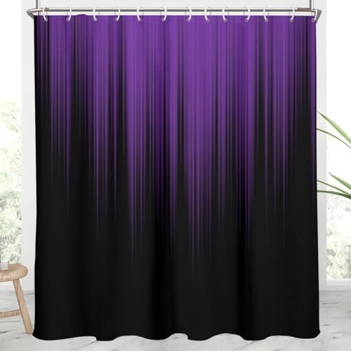 AAtter Purple Black Ombre Shower Curtain, Extra Long 72x84 Inch, 12 Hooks | Gothic Polyester Fabric, Dark Plum Abstract Style, Cool Modern Anime Design, Withcy Bathroom Decor for Women - color: Purple, size: 72"W x 84"L (Pack of 1)