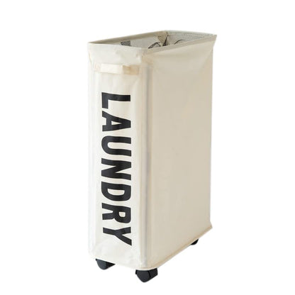Pilipane 21 7in Slim Rolling Laundry Baskets Slim Laundry Hamper, Laundry Hamper with Wheels Narrow Rolling Laundry Basket, Portable Skinny Hamper lunch box Storage Bins(White)