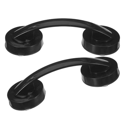 2pcs Black Suction Cup Grab Bars for Kitchen Drawer and Bathroom Cabinet, No-Drill Installation with Vacuum Removable Design, Plastic Handles for Elderly and Those