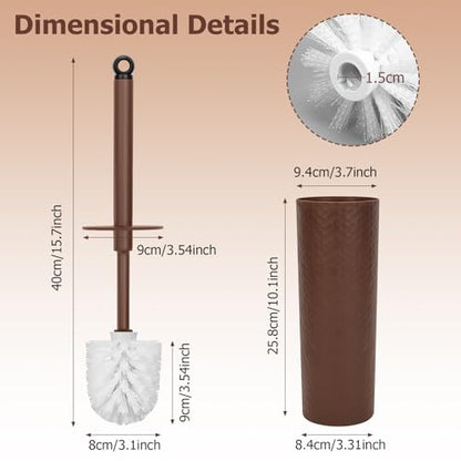 Topsky Toilet Brush,2 Pack Compact Toilet Brush & Holder Set,Plastic Round Barrel Loo Brush with 2 Replacement Toilet Brush Head,Durable for Bathroom Toilet,Brown - color: Brown