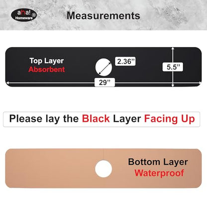 Faucet Mat Kitchen Sink Cuttable : AHA HOMEWARE Kitchen Sink Splash Guard Deck Plate, Customizable Cut Extra Hole for Soap Dispenser, Diatomite Leather Absorbent Fast Drying 2-PACK (Black) - color: Black
