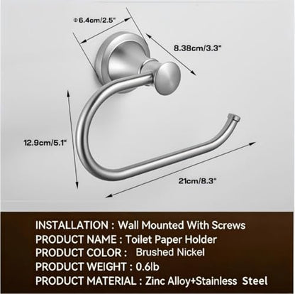 Brushed Nickel Toilet Paper Holder - Wall Mounted | Rustproof Bathroom Accessory, Durable Wall Mount Roll Hanger for Toilet Tissue，Rotary Toilet Paper Reel European - color: Brushed Nickel
