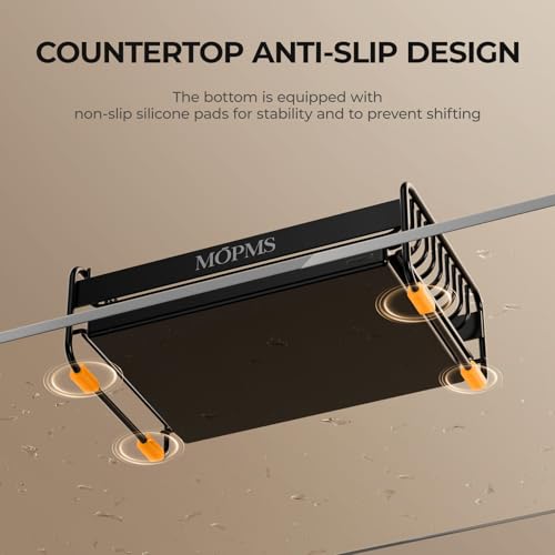 MOPMS Soap Dish for Shower, Carbon Steel Bar Soap Holder with Drainage | Durable Soap Saver with Water Tray for Bathroom, Kicthen Sink and Countertop - color: Black