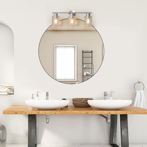 Globe Electric 5-Piece All-in-One Brushed Nickel Bathroom Accessory Set with 23" 3-Light Vanity Light and Clear Frosted Glass Shades - color: Brushed Nickel