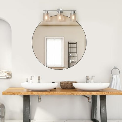 Globe Electric 5-Piece All-in-One Brushed Nickel Bathroom Accessory Set with 23" 3-Light Vanity Light and Clear Frosted Glass Shades - color: Brushed Nickel