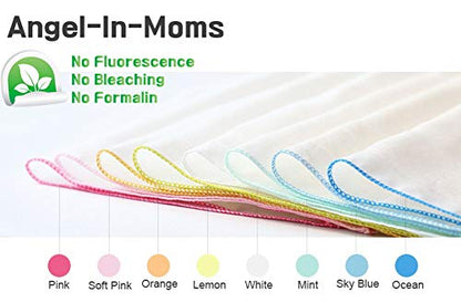 Angel-In-Moms [15 Packs] Natural Cotton 100% Soft Muslin Gauze Handkerchief, Face Washcloths, Makeup Remover Thin Towels, Wide Size 14 inch x 14 inch, Reusable Napkins Hankies Bath Towel (White) - color: White