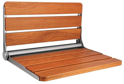 Teak Folding Shower Seat Wall Mounted, Foldable Shower Bench, 400lbs Max Load, 16" - color: Yellow, size: 16 inchs