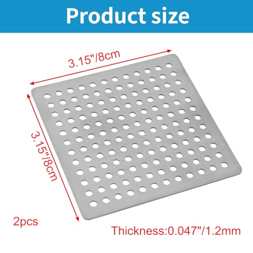Square Drain Cover Grates,3.15" x 3.15" 304 Stainless Steel Drainage Grate Cover Replacement Floor Drain Strainer for Shower, Bathroom Floor, Balcony, and Outdoor Garden Drains -2pcs - size: 3.15" x 3.15"