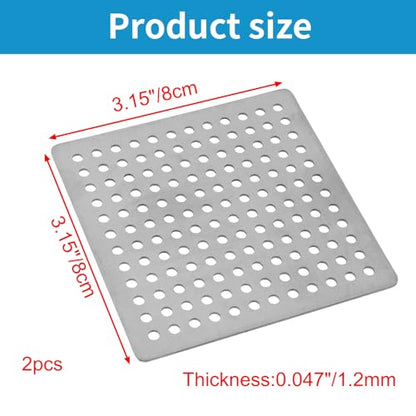 Square Drain Cover Grates,3.15" x 3.15" 304 Stainless Steel Drainage Grate Cover Replacement Floor Drain Strainer for Shower, Bathroom Floor, Balcony, and Outdoor Garden Drains -2pcs - size: 3.15" x 3.15"