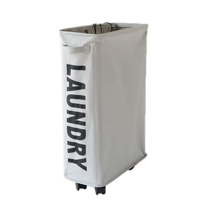 Pilipane 21 7in Slim Rolling Laundry Baskets Slim Laundry Hamper, Laundry Hamper with Wheels Narrow Rolling Laundry Basket, Portable Skinny Hamper Lunch Box Storage Bins(Light Grey)