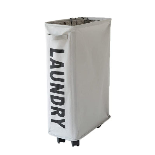 Pilipane 21 7in Slim Rolling Laundry Baskets Slim Laundry Hamper, Laundry Hamper with Wheels Narrow Rolling Laundry Basket, Portable Skinny Hamper Lunch Box Storage Bins(Light Grey)