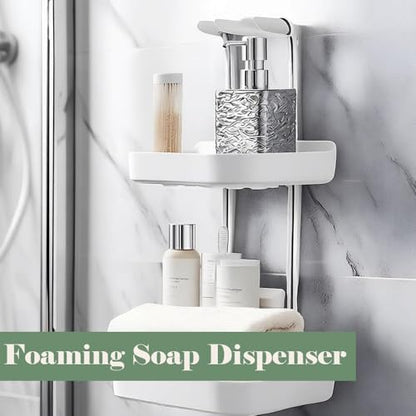 2 Packs Foaming Soap Dispenser 300ml (10.6oz) Foam Pump Soap Dispensers Square Plastic Hand Soap Lotion Dispenser for Hand Soap Dish Wash Shampoo Body Wash