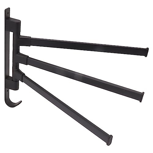 Black Swivel Towel Rack, Punch Free Bathroom Towel Bar, Foldable Swing Arm Towel Rack, Wall Mount Swing Out Towel Holder, 180° Rotating Bathroom Corner Hanging Rod for Household(3 Arms) - color: 3 Arms