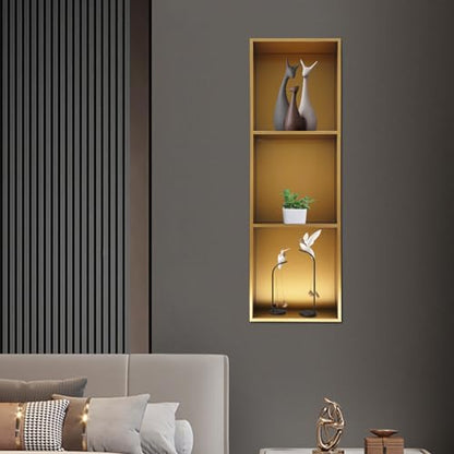 Recessed Shower Storage Shelf, 3-Tier Stainless Steel Niche Brushed Nickel, No Tiles Required, 35.4" H X 11" L Vertical Bathroom Storage Rack for Shampoo Soap (Titanium Gold) - color: Titanium Gold