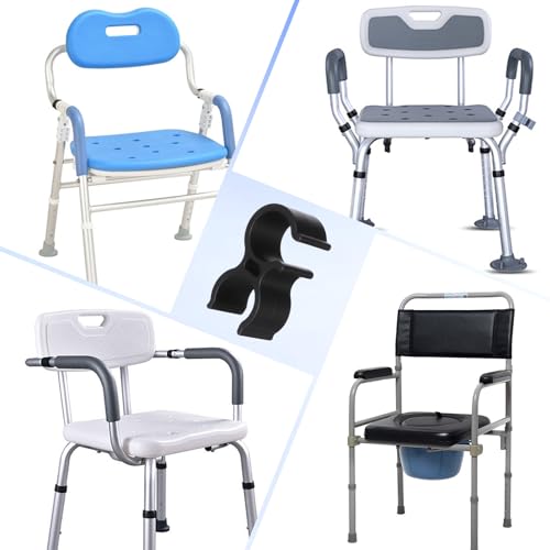 2 PCS Shower Head Holder for Shower Chair, Universal Bath Seat Shower Bracket Attachment for Transfer Bench, Tub Stool, Elderly Disabled Users, Universal Fit - color: Black