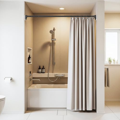 41 to 67 Inch Black Tension Curtain Rod | No Drill, Extra Long, Heavy Duty, Renter Friendly Adjustable - color: Black, size: 41-67inch