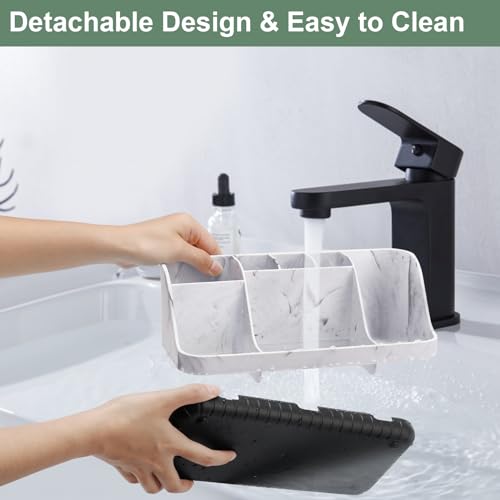 GFWARE Marble Bathroom Countertop Organizer - Detachable 7 Slots Kids Electric Toothbrush and Toothpaste Holde Drainage for Bathroom Accessories Organization Counter Vanity Storage, Black | Detachable 7 Slots Kid Electric Toothbrush and Toothpaste Holder,