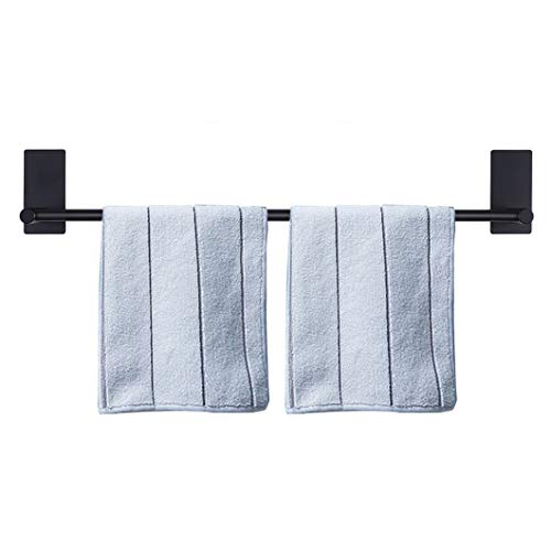 NearMoon Self Adhesive Bathroom Towel Bar- Stainless Steel Bath Wall Shelf Rack Hanging Towel Stick On Sticky Hanger Contemporary Style, NO Drilling (1 Pack, Matte Black, 24-Inch Towel Rack) - color: Matte Black, size: 24-Inch