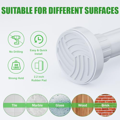 Ausemku Shower Curtain Rod 32-80 Inch Adjustable - 1 Inch Diameter Heavy Duty No drill Spring Tension Shower Rod, Non-Slip Rustproof Telescopic Rod for Bathroom, White - color: White, size: 32-80 Inches