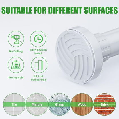 Ausemku Shower Curtain Rod 32-80 Inch Adjustable - 1 Inch Diameter Heavy Duty No drill Spring Tension Shower Rod, Non-Slip Rustproof Telescopic Rod for Bathroom, White - color: White, size: 32-80 Inches