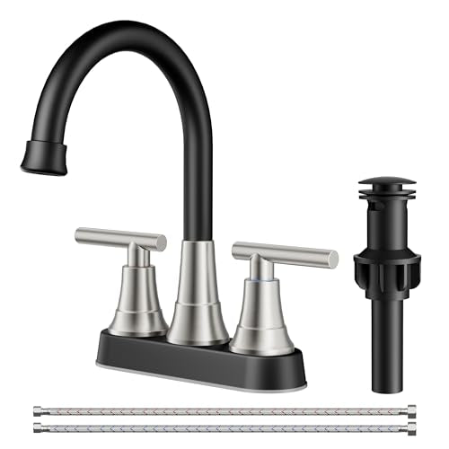 FORIOUS 8Inch Widespread Brushed Nickel and Black Bathroom Faucet 3 Holes | FORIOUS Black and Brushed Nickel Bathroom Sink Faucet 3 Hole, 2 Handle Spread Sink Faucet Bathroom 3 Hole, Bath Renovation - color: Black&Stainless Steel
