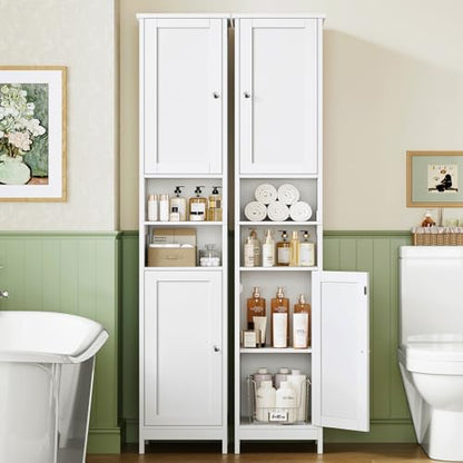 67" Tall Bathroom Cabinet with Adjustable Shelves and Doors, Narrow Bathroom Storage Cabinet for Small Space, Living Room, Entryway, Kitchen, White - color: White
