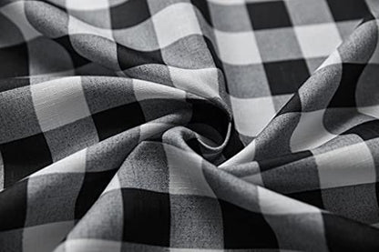 Biscaynebay Textured Fabric Shower Curtains 36" x 72", Black & White Printed Checkered Linen Modern Farmhouse Boho Hotel Quality Cloth Bathroom Curtains Machine Washable - color: Black White, size: 36"W x 72"L (Pack of 1)