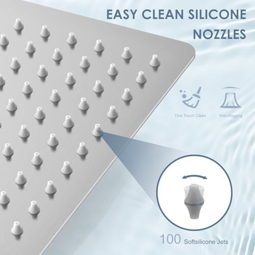 8 Inch Rain Shower Head Brushed Nickel - All Metal Stainless Steel 304, Ultra Thin Design, Square Rainfall Showerheads Modern Bathroom - Full Body Coverage Bath Shower - color: Brushed Nickel, size: 8 Inch Square