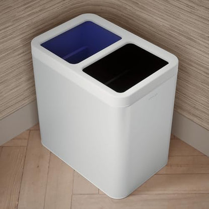 Kohler K-31315-STW 22-Liter Dual-Bin Open-Top Trash Can, White Stainless Steel - color: White Stainless Steel, size: 5.8 Gallon - Open Top