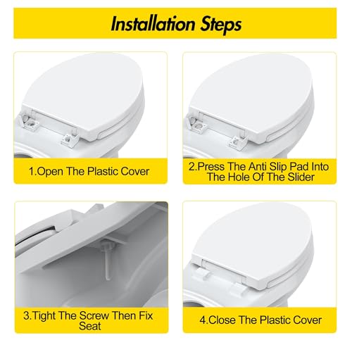 Toilet Seat Cover Elongated – Durable PP Toilet Seat with Slow Close Hinges, Easy Clean White Replacement for American Standard Toilets - color: White, size: Elongated Toilet Seat