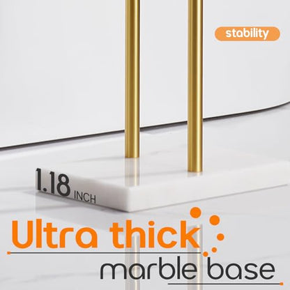 Standing Towel Racks for Bathroom 2-Tier Towel Holder Free Stand with Heavy Marble Base Brushed Gold Thicken Steady Design Stainless Steel AN7005GD - color: Brushed Gold