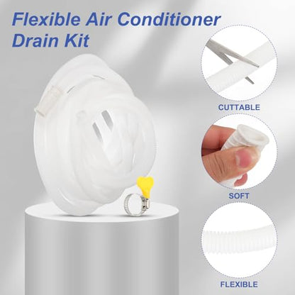 PATIKIL 19.68ft Air Conditioner Drain Kit, Universal AC Drain Hose Connector Hose with Clamp Rubber Adapter for Mini-Split Window AC Unit Dehumidifier Faucet - size: 19.68ft