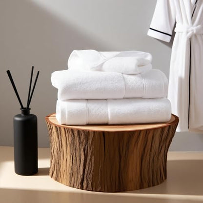 COZYART Bath Towel Set 6 PCS, Luxury White 100% Turkish Cotton 650GSM | Soft Absorbent Quick Dry, OEKO‑Tex 100 Cert. Zero Twist Ring Spun Cotton, Plush Fluffy, Breathable Hotel Quality Towels Set - color: White