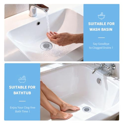 TRAPMATE 2PCS Bathtub Drain Strainer, 2.8" Patented Reversible Shower Tub Drain Hair Catcher, 304 Stainless Steel Drain Cover Protector fits Bathtub & Wash Basin, for Drains Under 2.5 Inches - color: Silver Silver
