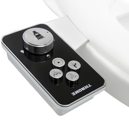 Throne Bidet Attachment for Toilet Seat USA Patented Easy Install (Black) | Non-Electric Self Cleaning Cold Water Sprayer Double Nozzle (Frontal & Rear Wash) Bathroom Bidet Toilet Seat Attachment - color: Black/Chrome
