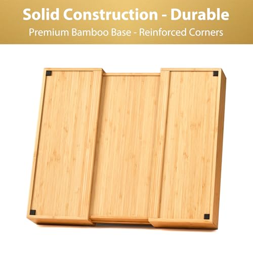 Expandable Kitchen Drawer Organizer, 2.5" High Bamboo Utensils Silverware Tray, Adjustable Large Deep Wood Organization Holder - style: For Utensil (13"~20" x 17")