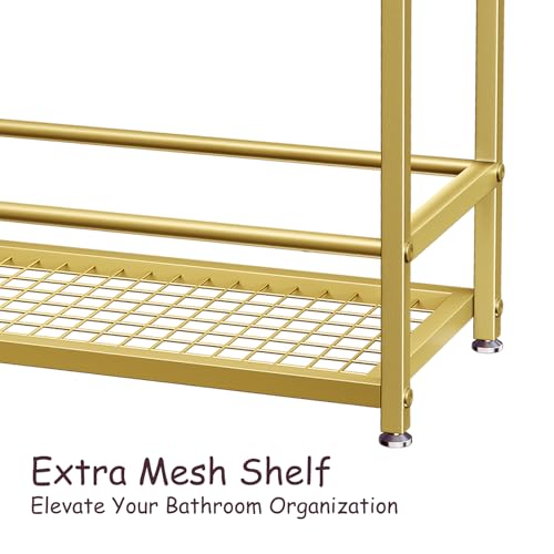 4-Tier Extra Wide Freestanding Towel Rack, Heavy-Duty Metal Towel Drying Stand for Bathroom, Poolside & Spa (Matte Gold, 27.6" Wide) - color: Matte Gold
