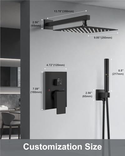 Aolemi Shower System with Rain Head and Handheld,10-Inch,Matte Black | High-Pressure Shower Faucet Set with Dual-Function Handheld,Rough-In Valve,1.8 GPM,Wall-Mount Trim Kit - color: Matte Black, size: 10 Inch